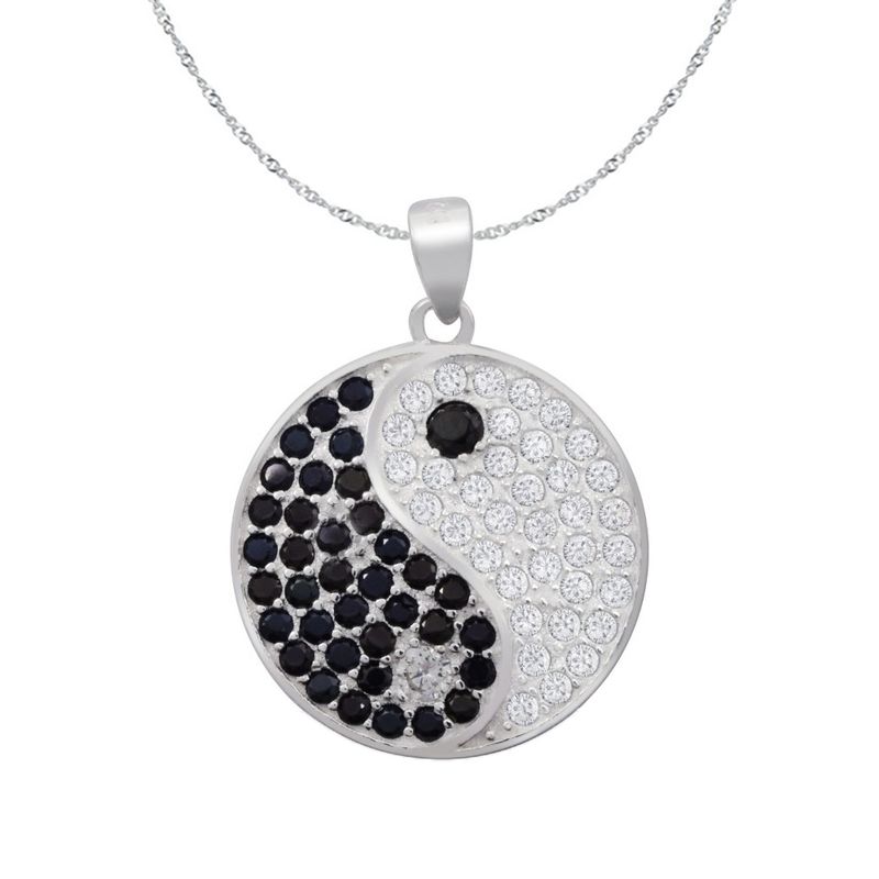 GENERICO - Collar + Colgante Yin Yang Plata Fina Ley 925 Circones