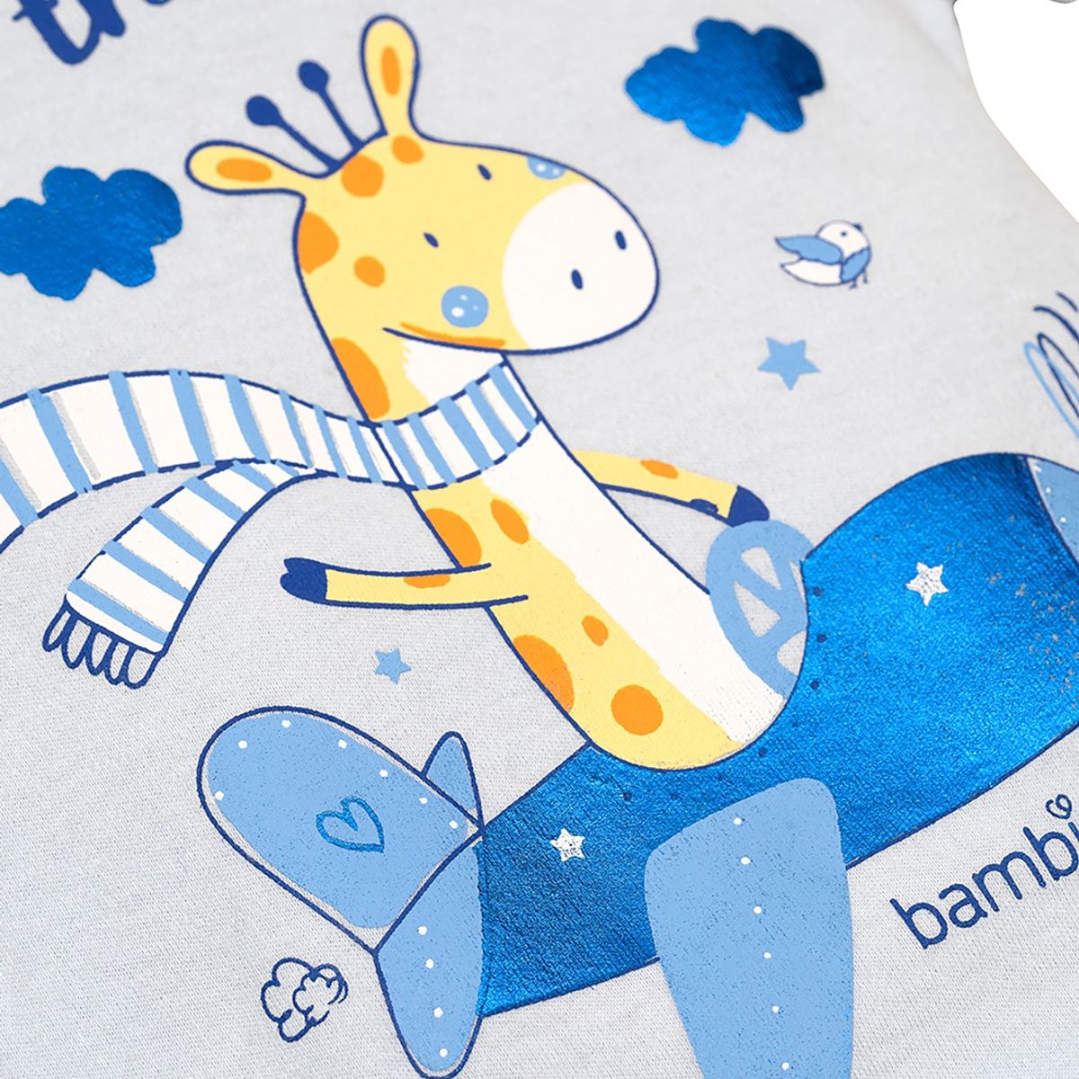 BAMBINO - Set 2 Body Manga Corta Celeste Jirafa Niño 0-3M