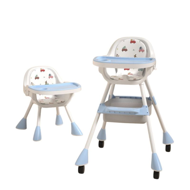 BABYLUNA - SILLA DE COMER CON CINTURÓN Y RUEDAS PARA NIÑOS 2en1 Azul