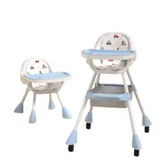 BABYLUNA - SILLA DE COMER CON CINTURÓN Y RUEDAS PARA NIÑOS 2en1 Azul