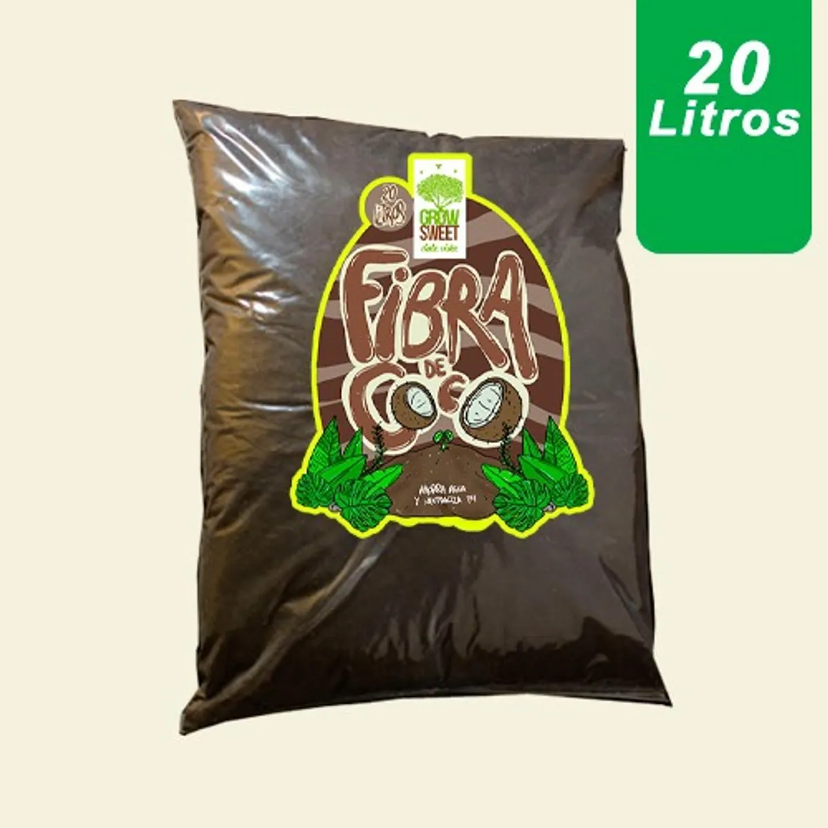 GROW SWEET - Tierra, Sustratos Humus De Lombriz 20 Litros y Fibra De Coco 20 Lts
