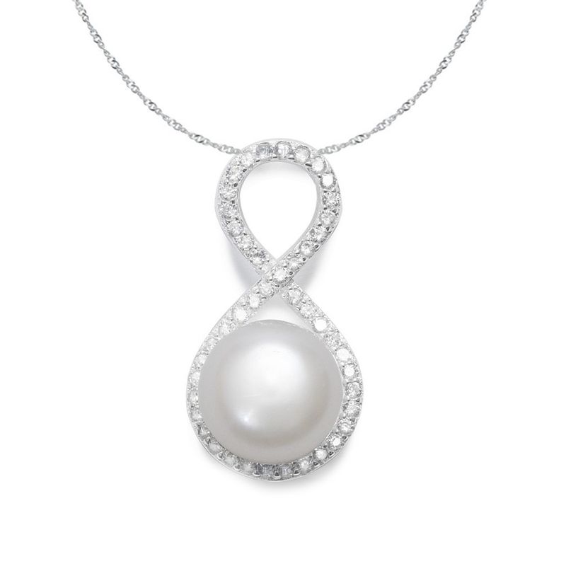GENERICO - Collar + Colgante Infinito Perla Plata Fina Ley 925 Circones