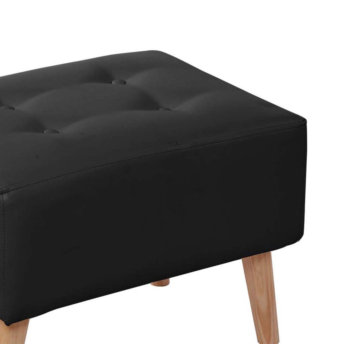 LATAM HOME - Puff Latam Home Niza PU Negro con Patas de Madera