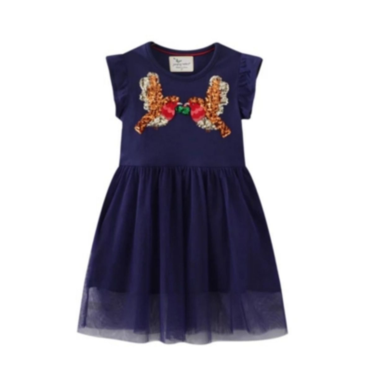 JUMP KIDS - Vestido Manga Corta y Tul Niña Jump Kids Pajaros.-