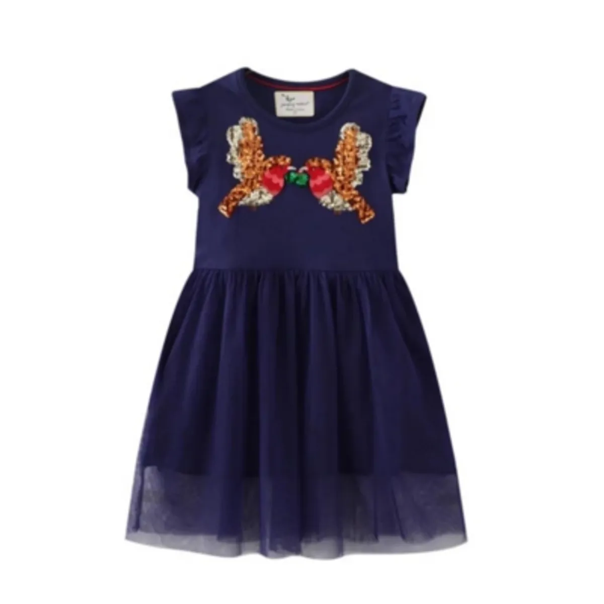 JUMP KIDS - Vestido Manga Corta y Tul Niña Jump Kids Pajaros.-