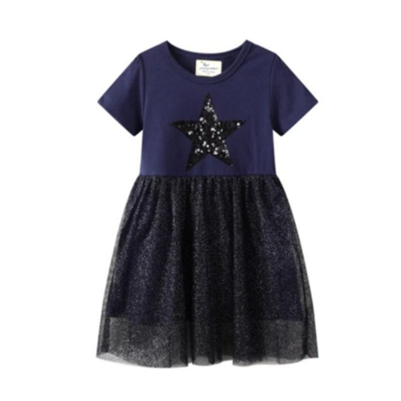 JUMP KIDS - Vestido Manga Corta y Tul Niña Jump Kids Estrella.-
