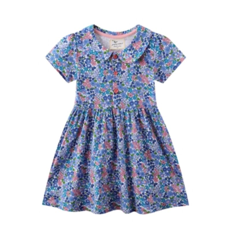 JUMP KIDS - Vestido Manga Corta Niña Flores Azules Jump Kids
