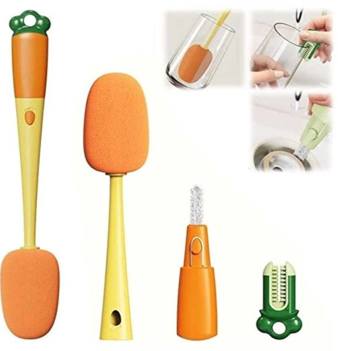 GENERICO - Cepillo de limpieza en forma de zanahoria Mango Largo