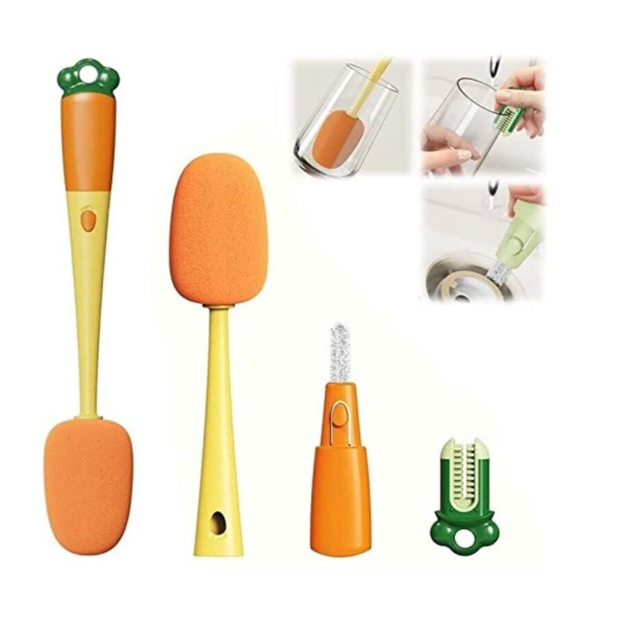 GENERICO - Cepillo de limpieza en forma de zanahoria Mango Largo