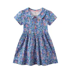 JUMP KIDS - Vestido Manga Corta Niña Flores Azules