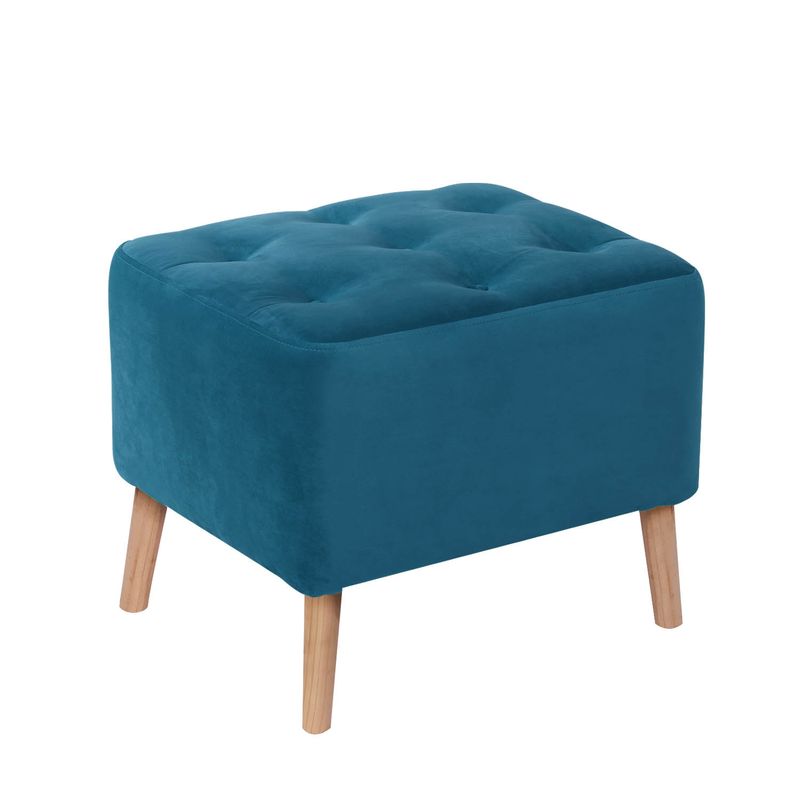 LATAM HOME - POUF LYON  TELA VELVET AZUL PETROLEO
