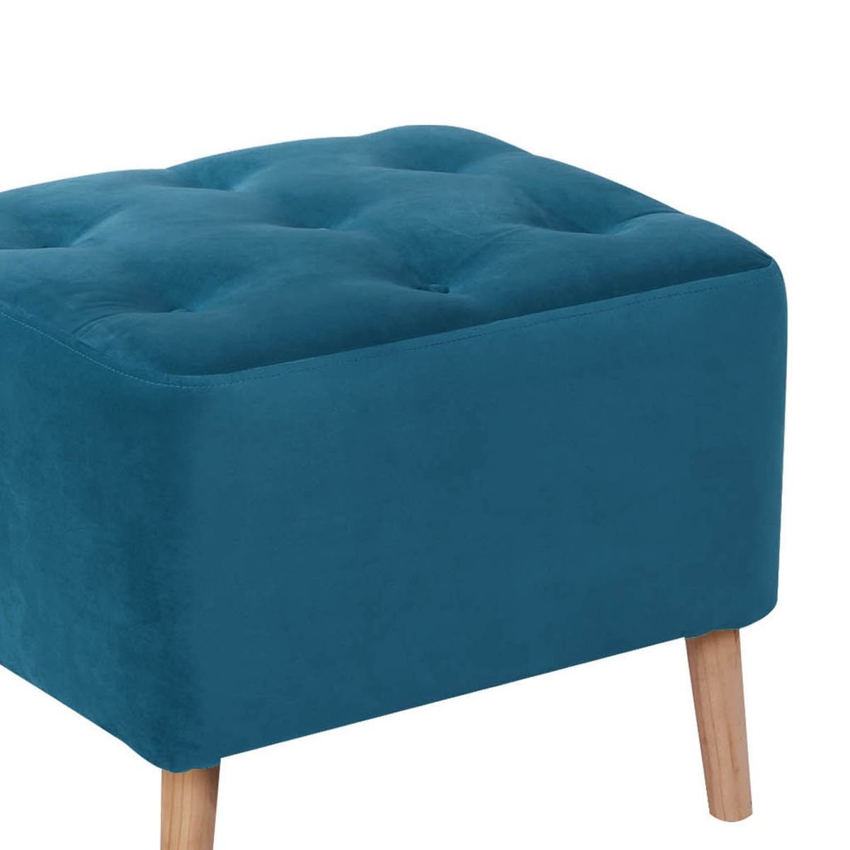 LATAM HOME - Pouf Lyon Tela Velvet Azul Petroleo