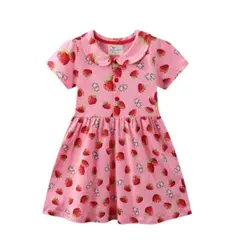 JUMP KIDS - Vestido Manga Corta Niña Frutilla Rosa