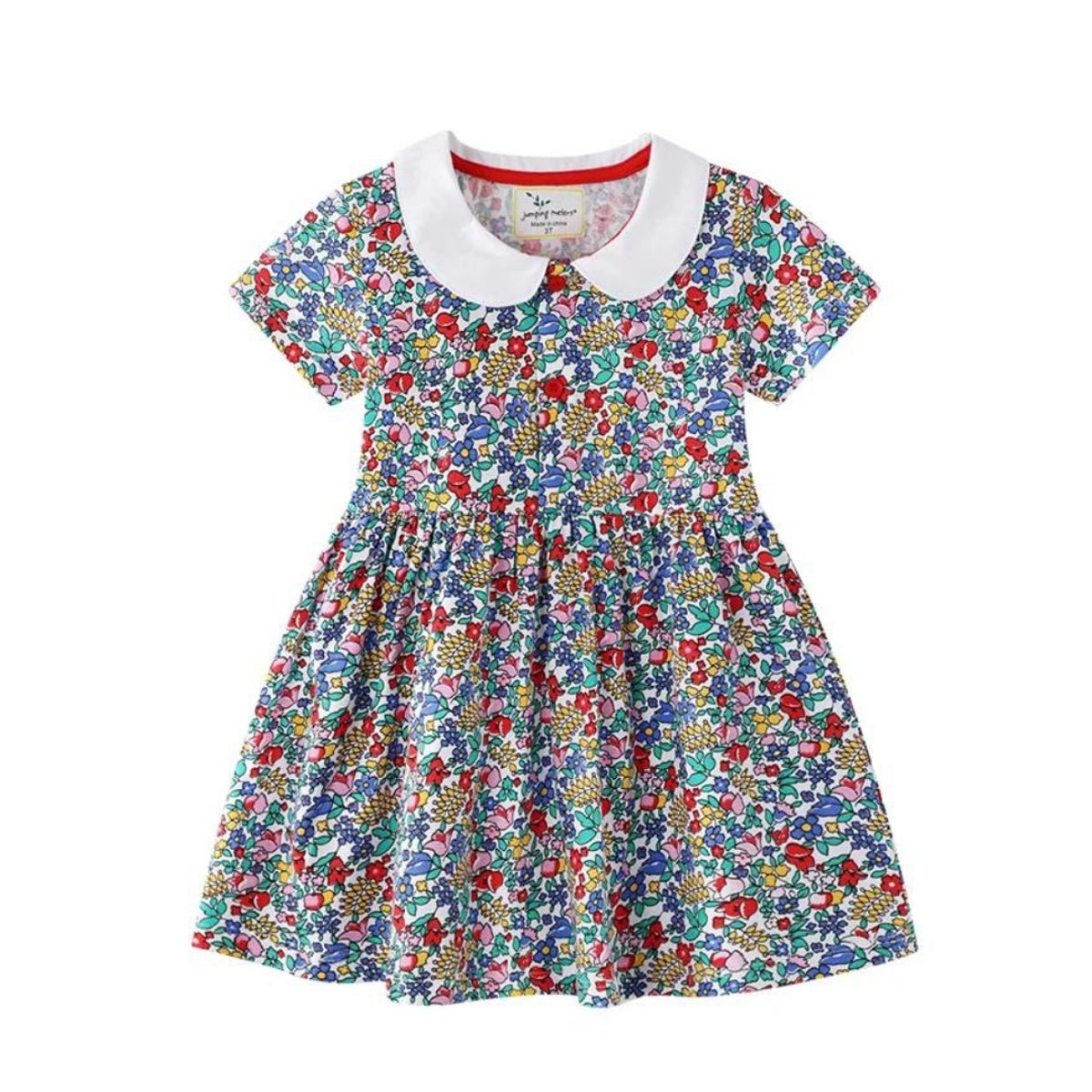 JUMP KIDS - Vestido Manga Corta Niña Flores Multicolores Jump Kids