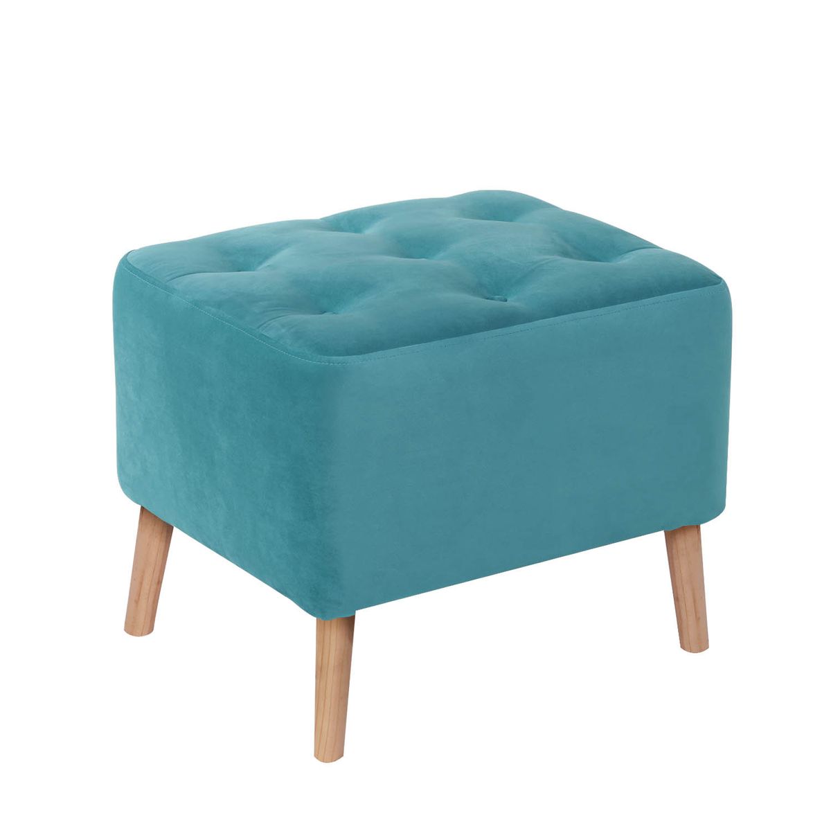 LATAM HOME - Puff Latam Hombe Lyon Turquesa, Tela Velvet, Patas Madera