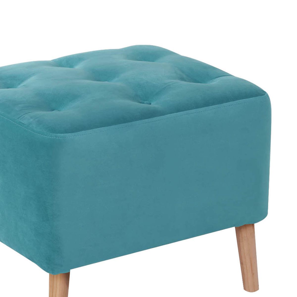 LATAM HOME - Puff Latam Hombe Lyon Turquesa, Tela Velvet, Patas Madera
