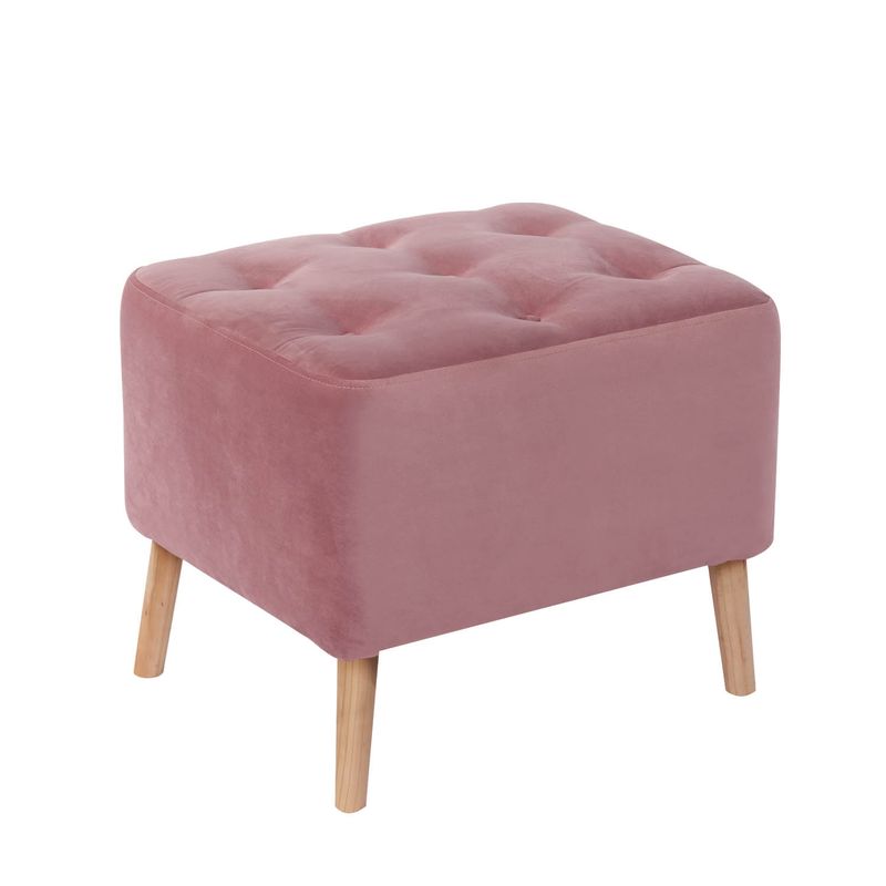 LATAM HOME - Puff Latam Home Lyon Tela Velvet Palo Rosa Patas Madera
