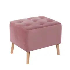 LATAM HOME - Puff Lyon Tela Velvet Palo Rosa Patas Madera