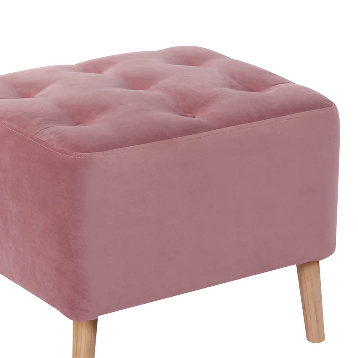 LATAM HOME - Puff Latam Home Lyon Tela Velvet Palo Rosa Patas Madera