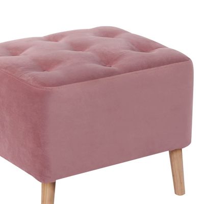 Imagen 2 del producto Puff Lyon Tela Velvet Palo Rosa Patas Madera