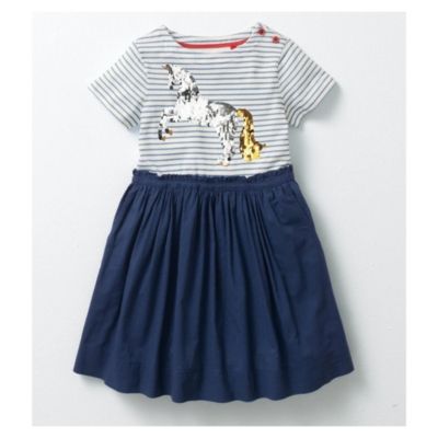 Vestido Manga Corta Nina Falda Unicornio Azul Petroleo 6