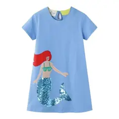 JUMP KIDS - Vestido Manga Corta Niña Sirena Celeste