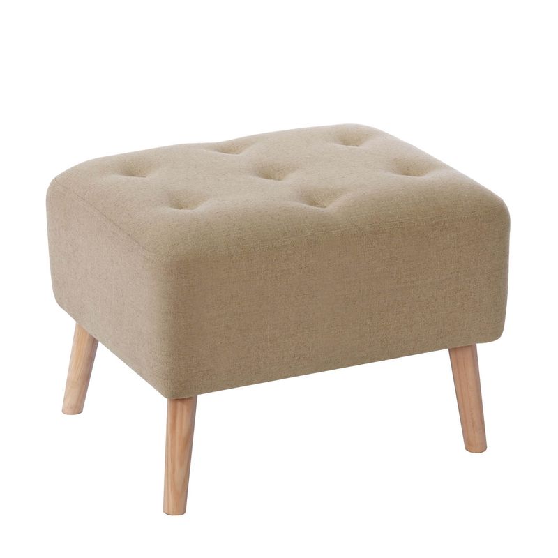 LATAM HOME - Puff Latam Home Lyon Lino Natural Patas Madera