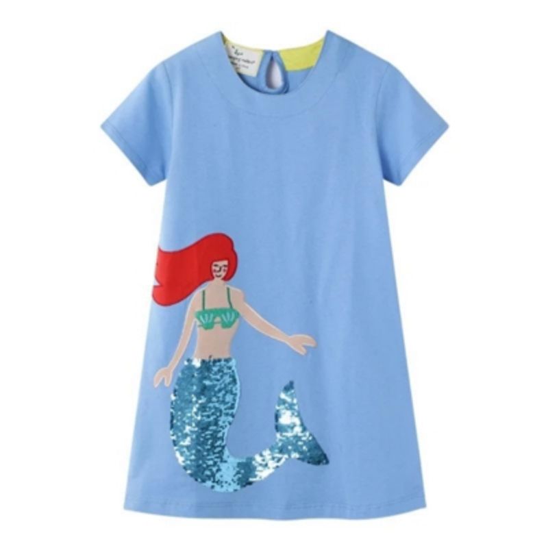 JUMP KIDS - Vestido Manga Corta Niña Sirena Celeste Jump Kids.-