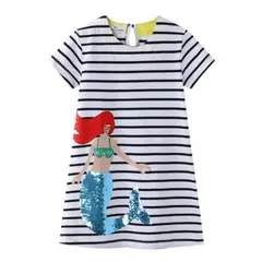 JUMP KIDS - Vestido Manga Corta Niña Sirena Rayas