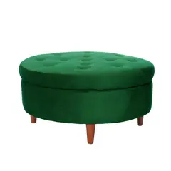 LATAM HOME - Puff Paris Circular Verde Velvet