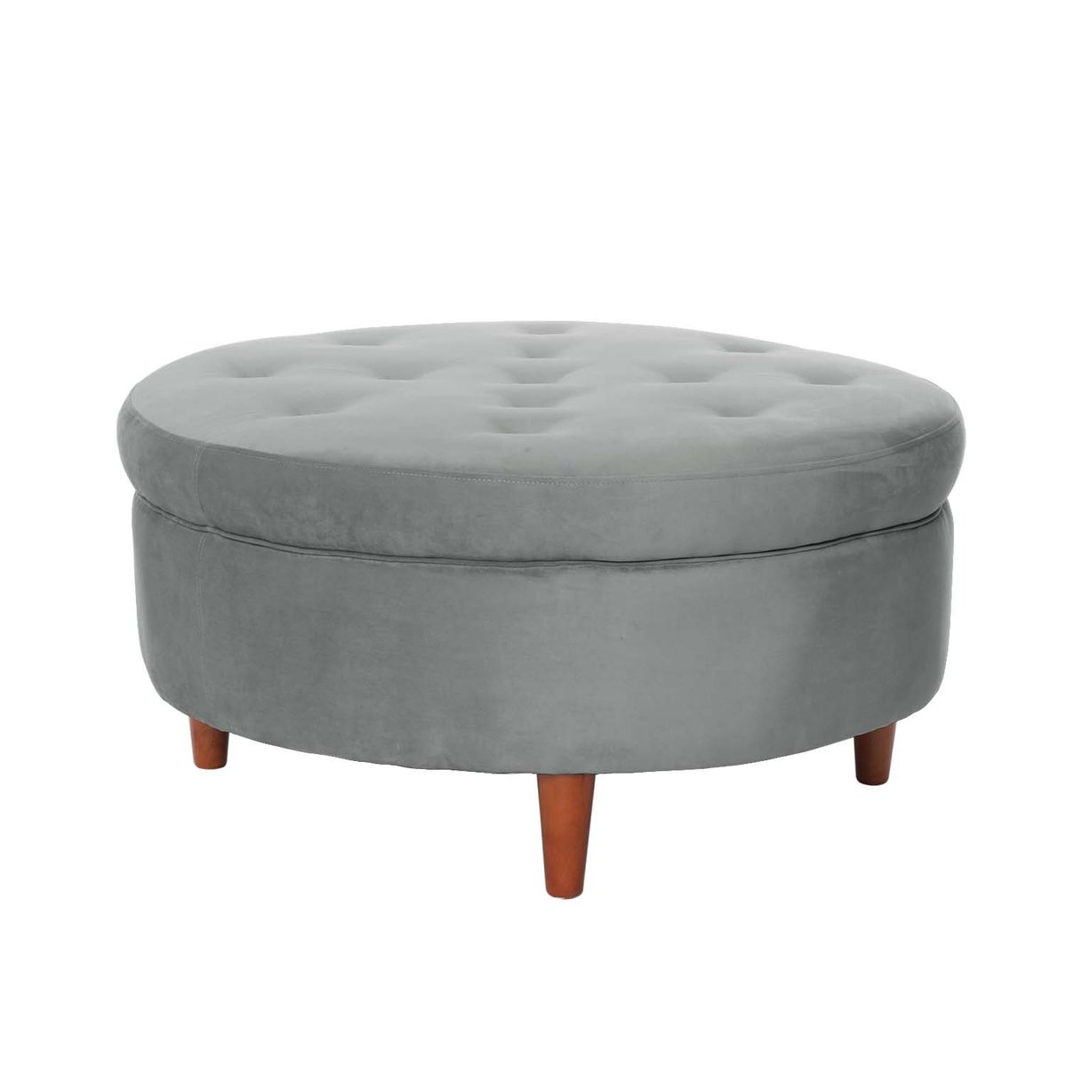 LATAM HOME - Puff Latam Home Paris Tela Velvet Gris con Almacenamiento