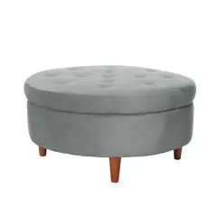 LATAM HOME - Puff Paris Tela Velvet Gris con Almacenamiento