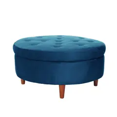 LATAM HOME - Pouf Paris Tela Velvet Azul Petroleo