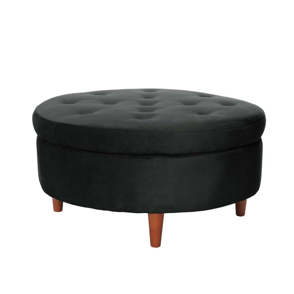 LATAM HOME - Puff Latam Home Paris Circular Negro con Almacenamiento
