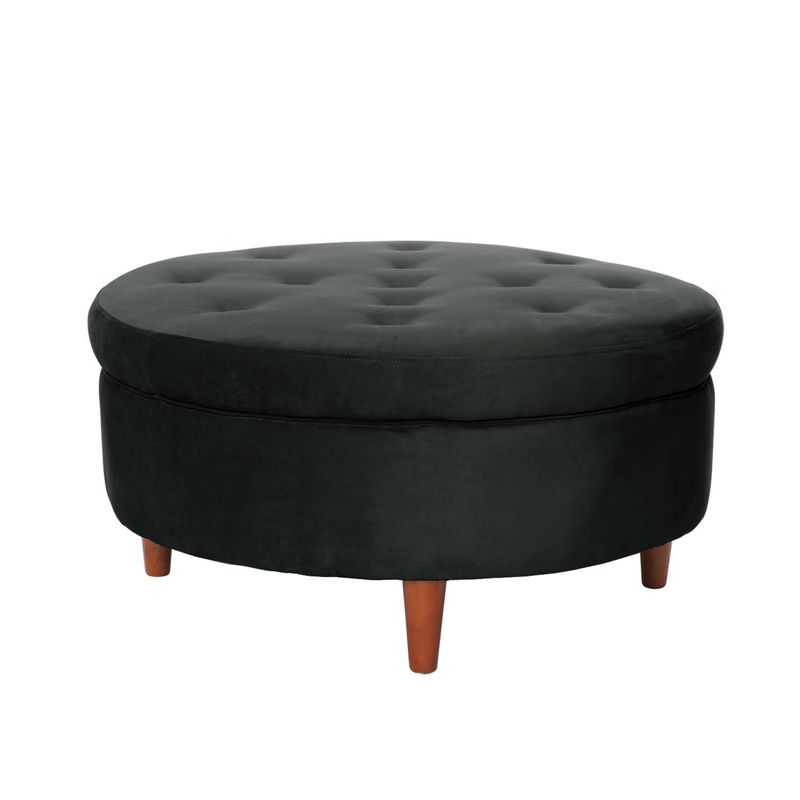 LATAM HOME - Puff Latam Home Paris Circular Negro con Almacenamiento