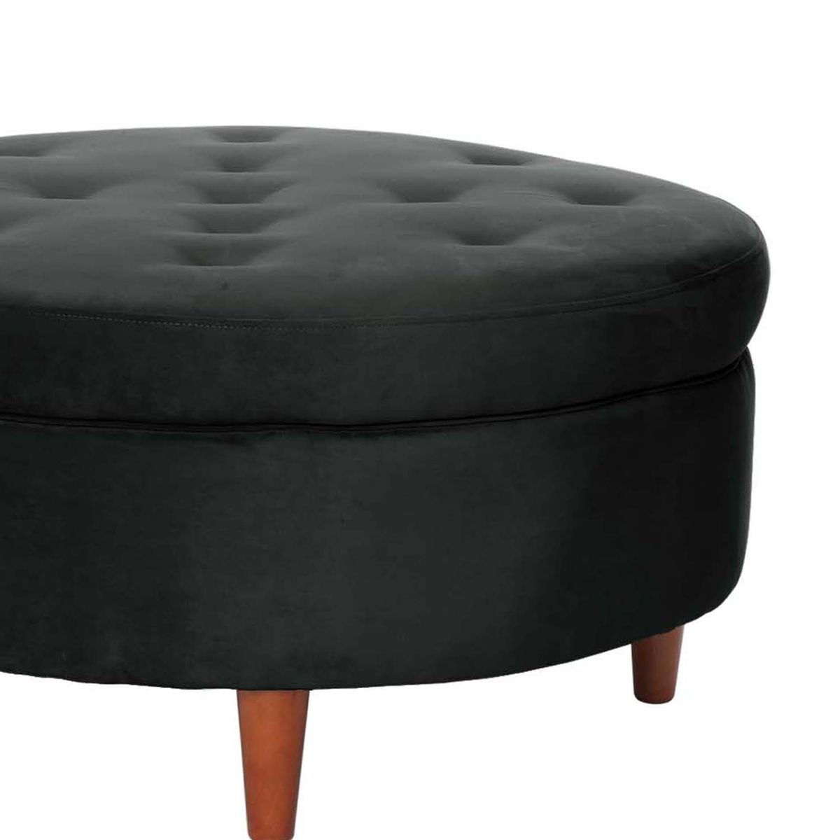 LATAM HOME - Puff Latam Home Paris Circular Negro con Almacenamiento