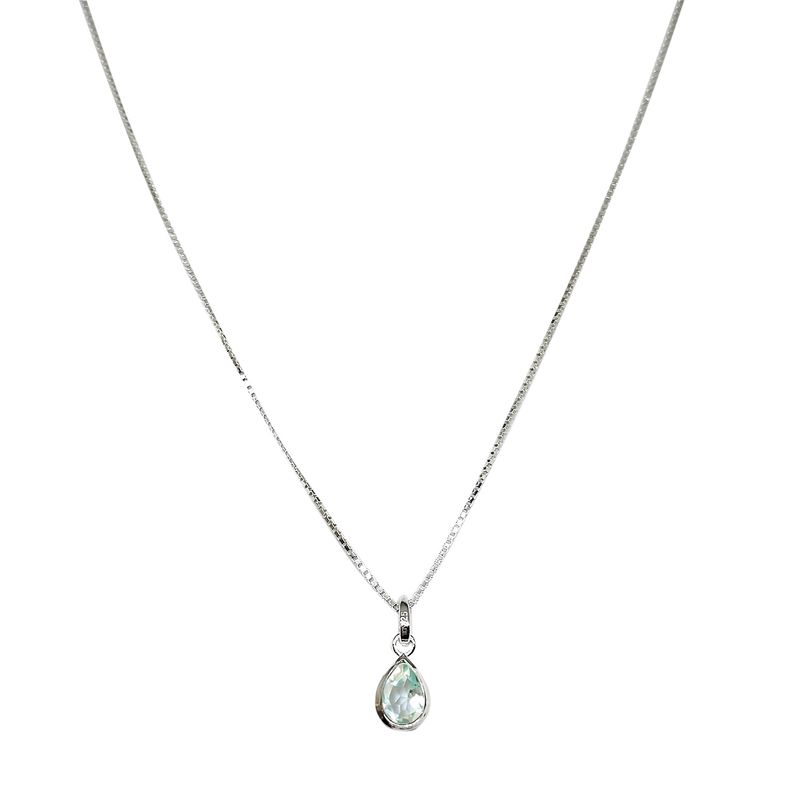ANDREA COGGIOLA JOYAS - Collar Meena Gota Topacio Celeste Plata Fina 925