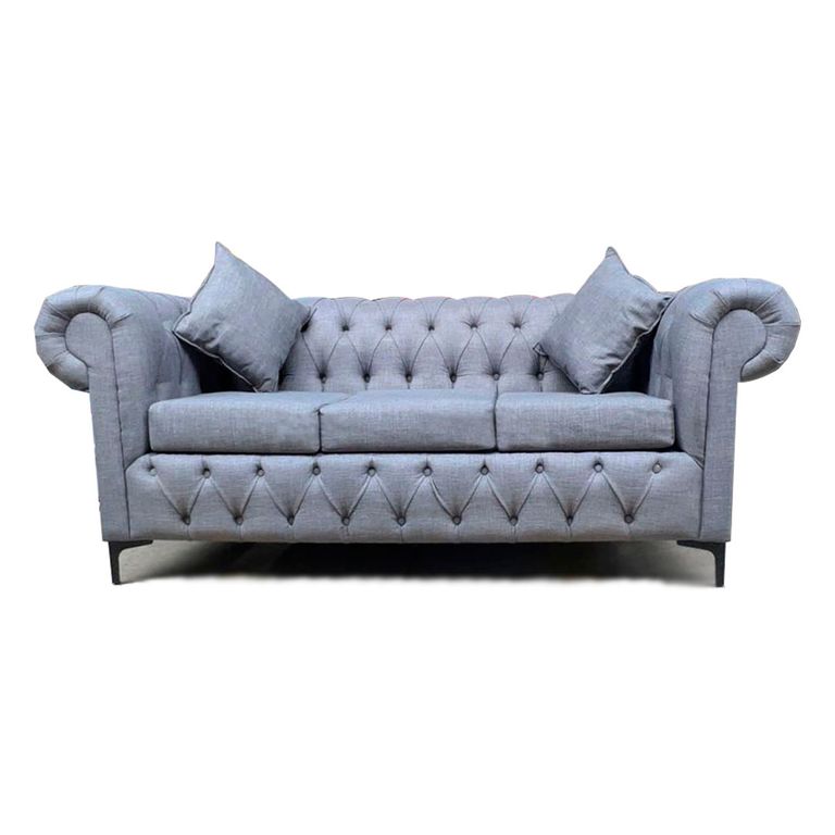 Sofa Chestefield Gris Lino 3C Pmetal