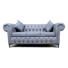 MUEBLES HVM - Sofa Chestefield Gris Lino 3C Pmetal