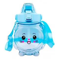 ESHOPANGIE - Botella Agua Kawaii Con Sticker Y Correa 1000ml Azul