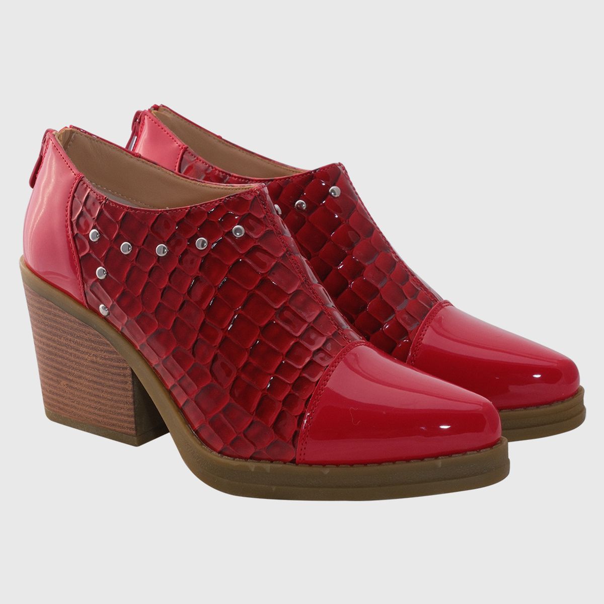 DINASTELLA - Botin puntiagudo tachas Rojo