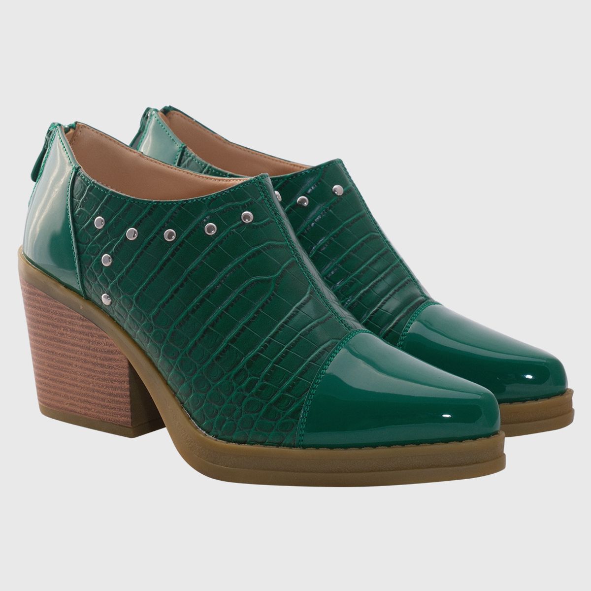 DINASTELLA - Botin puntiagudo tachas Verde