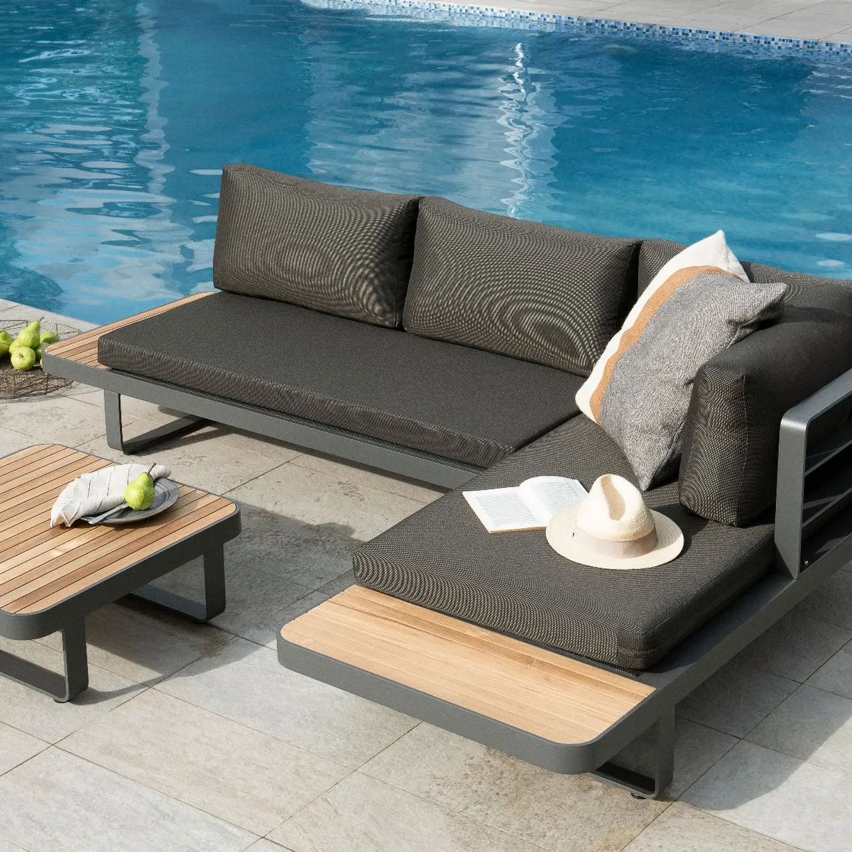 ROSEN - Seccional de Terraza Rosen Cervia 3 Piezas Derecho Negro