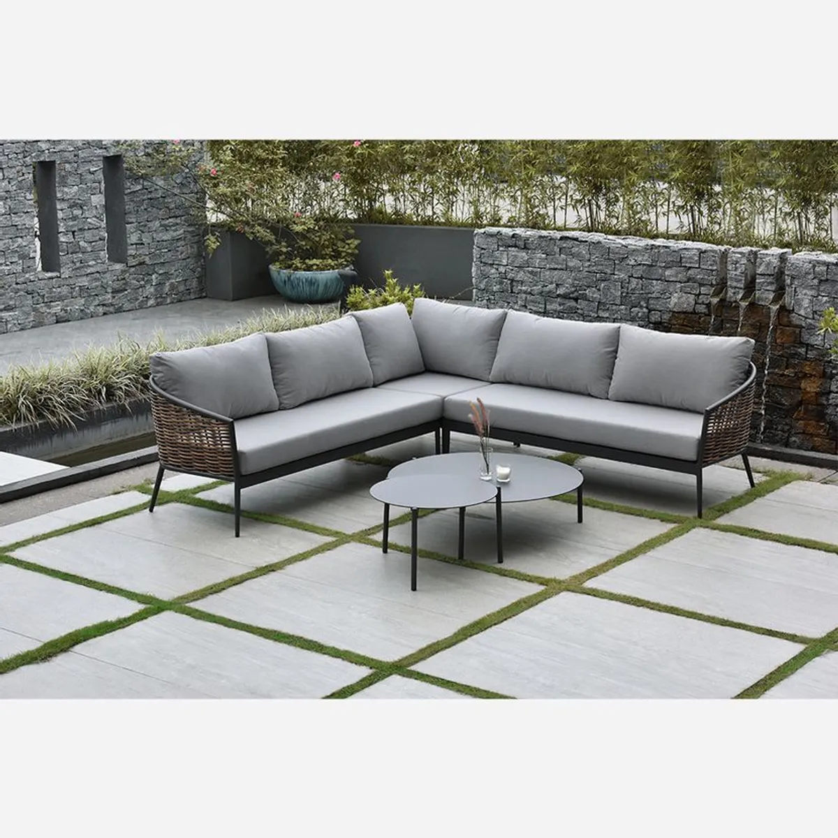 ROSEN - Seccional de Terraza Rosen Namua 3 Piezas Gris