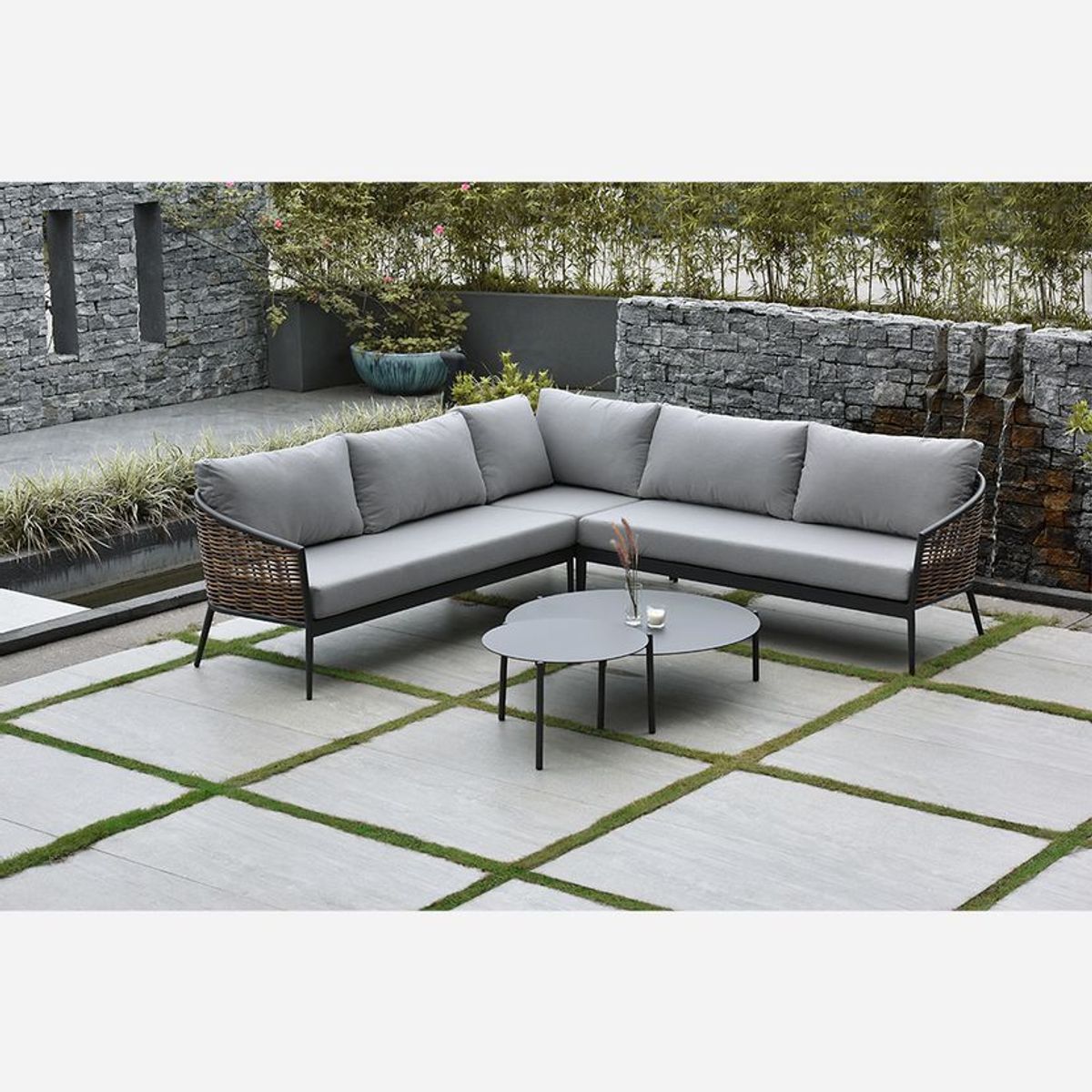 ROSEN - Seccional de Terraza Rosen Namua 3 Piezas Gris