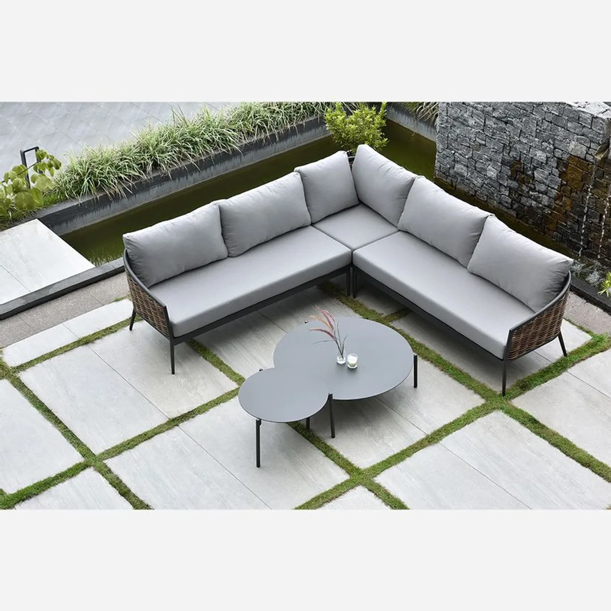 ROSEN - Seccional de Terraza Rosen Namua 3 Piezas Gris