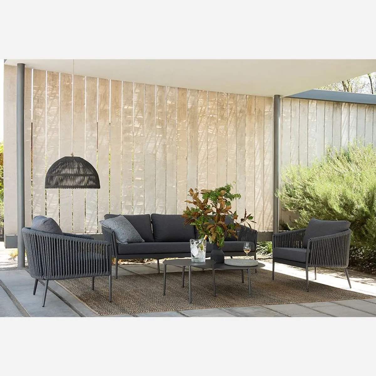 ROSEN - Juego de Living Terraza Rosen Marbella 5 Piezas Grafito