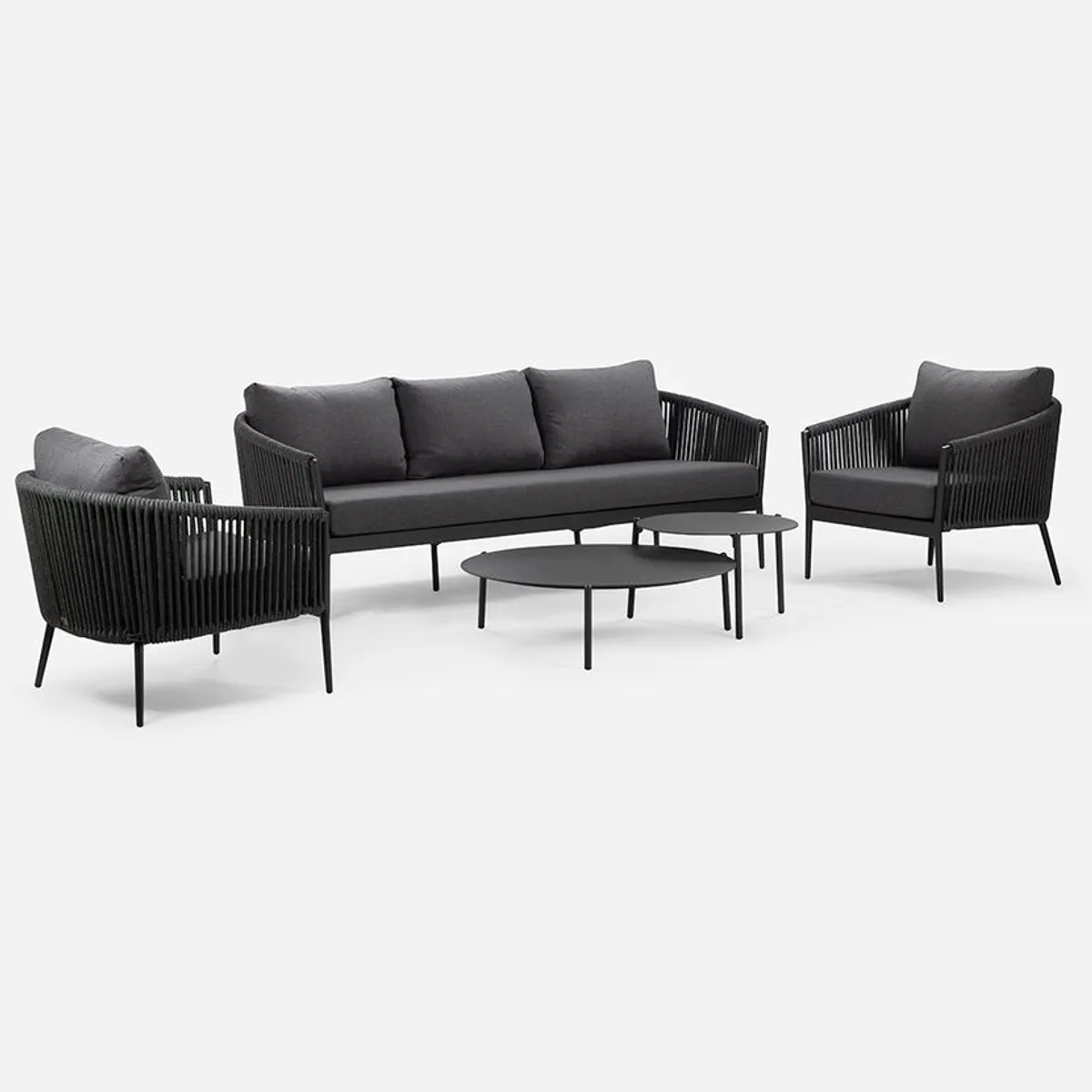 ROSEN - Juego de Living Terraza Rosen Marbella 5 Piezas Grafito