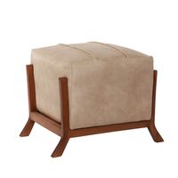 Puff Marsella Beige con Base de Madera