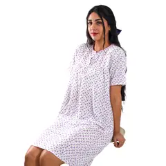 MEDIA LUNA - Pijama Camisola Mujer Manga Corta Diseño Floreado